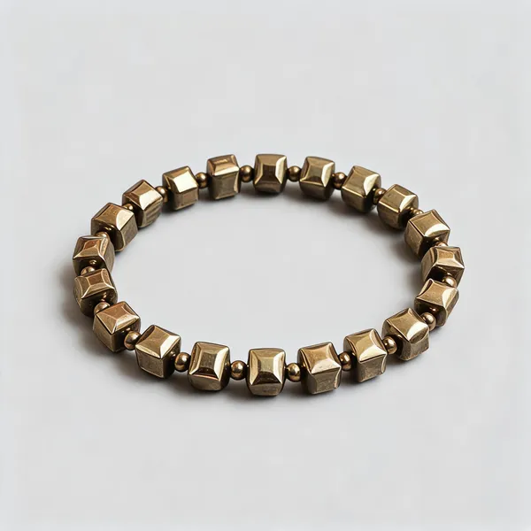 Golden_Pyrite_Crystal_Cube_Bead_Bracelet_For_Unisex