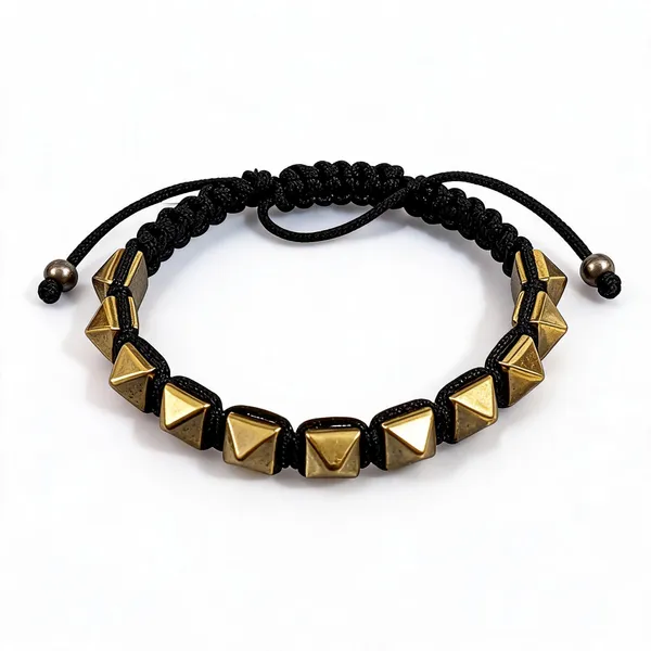 Golden_Pyrite_Crystal_Pyramid_Bead_Bracelet_For_Unisex