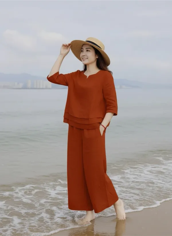 Orange_Cotton_Loose_Solid_Co_Ord_Set_For_Women