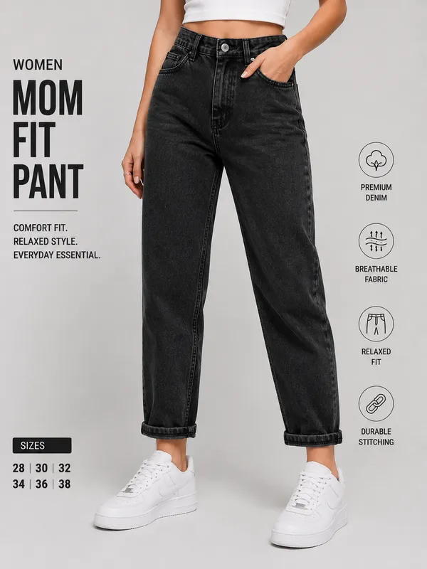 Female_Charcoal_Grey_Mom_Fit_Pant