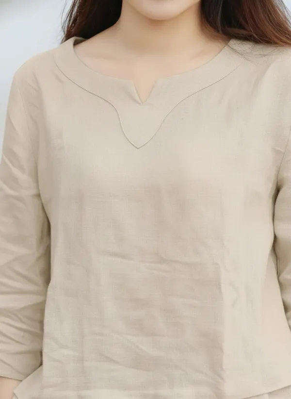 Beige_Cotton_Loose_Solid_Co_Ord_Set_For_Women