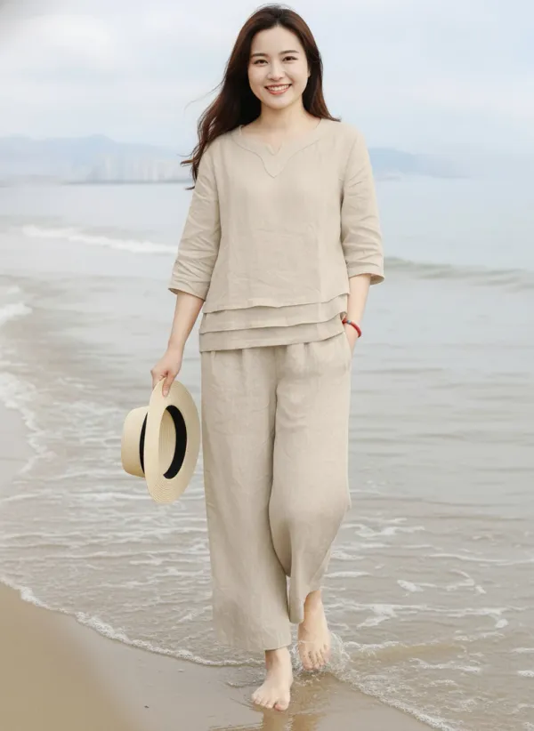 Beige_Cotton_Loose_Solid_Co_Ord_Set_For_Women