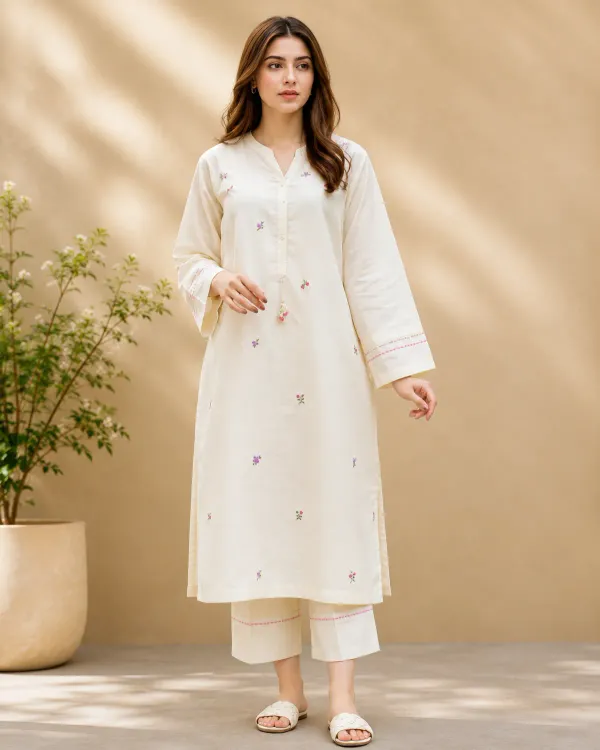Off_White_Cotton_Embroidered_Kurta_Pant_Set_For_Women