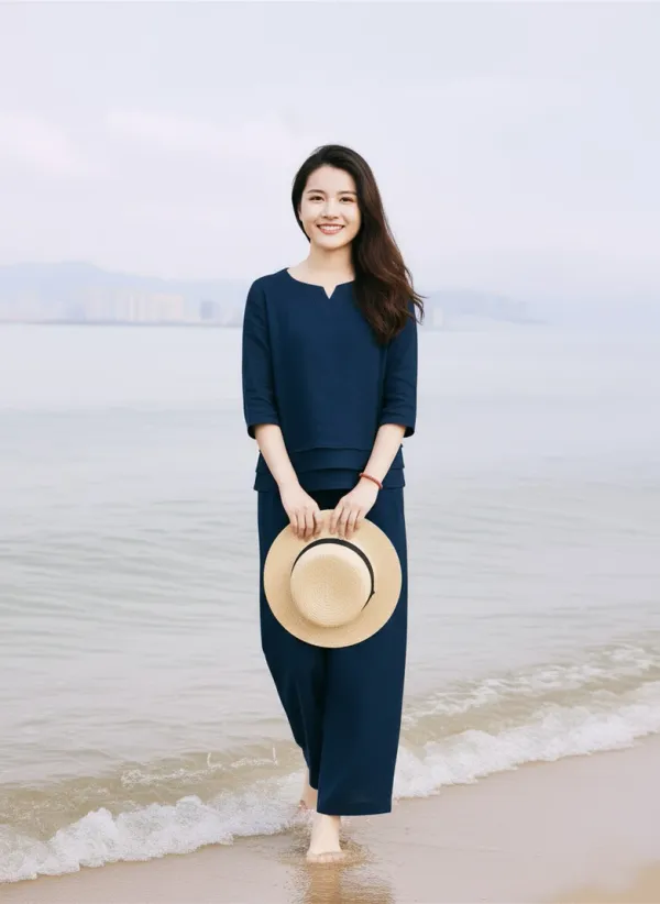 Blue_Cotton_Loose_Solid_Co_Ord_Set_For_Women