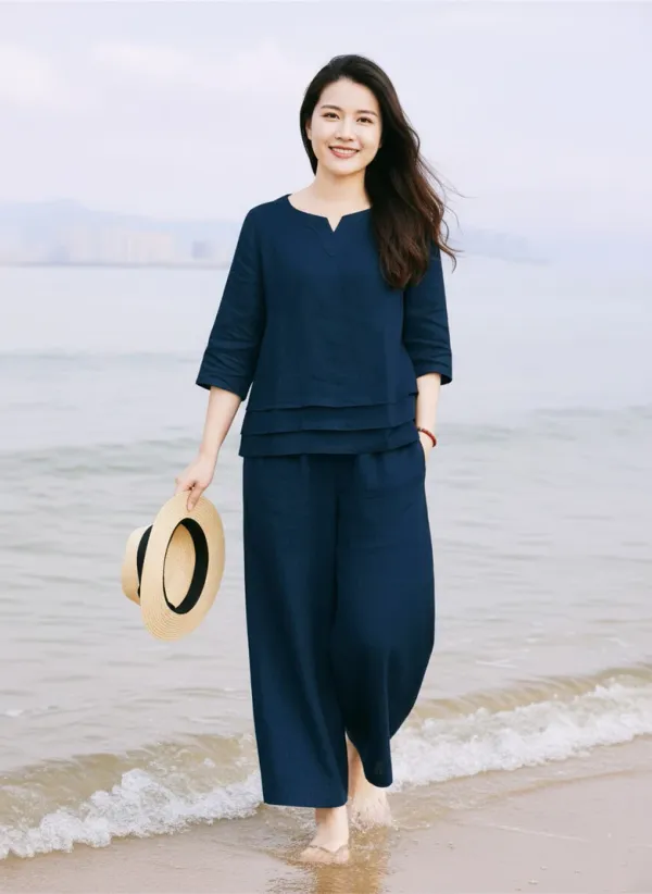 Blue_Cotton_Loose_Solid_Co_Ord_Set_For_Women