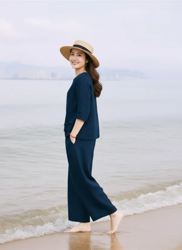 Blue_Cotton_Loose_Solid_Co_Ord_Set_For_Women