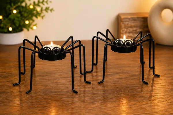 Black_Metal_Spider_Design_Tealight_Candle_Holders_Set_Of_2