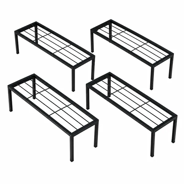 Black_Metal_Grid_Bed_Frame_Set_Of_4