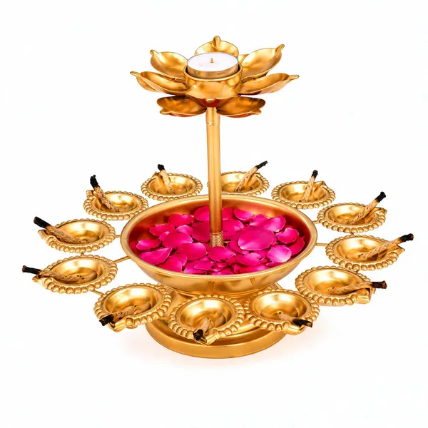 Gold_Metal_Diya_Puja_Thali_Set_For_Puja_Ceremonies,_Festivals,_Home_Temple_And_Devotional_Gifting