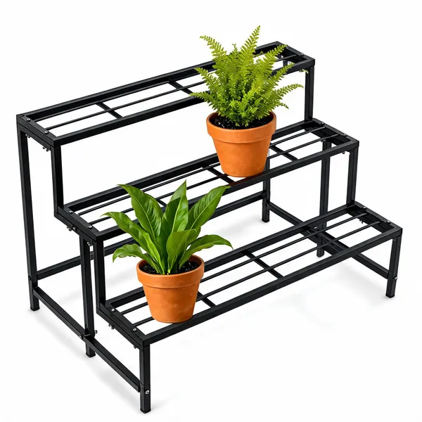 Black_Metal_Three-Tier_Plant_Stand_For_Displaying_Multiple_Plants,_Balcony,_Living_Room_And_Garden