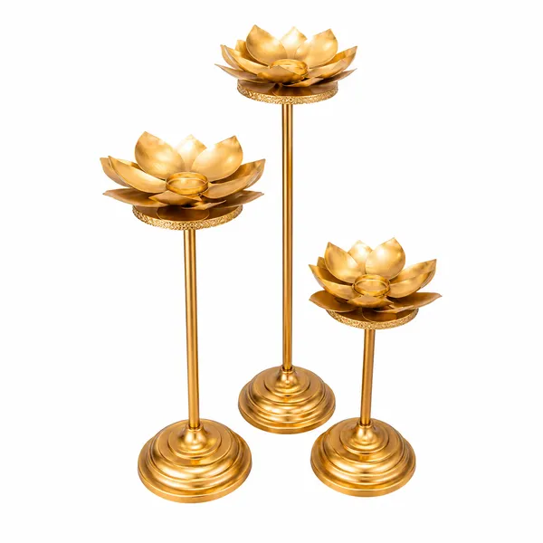 Golden_Lotus_Design_Decorative_Diya_Holder_Set