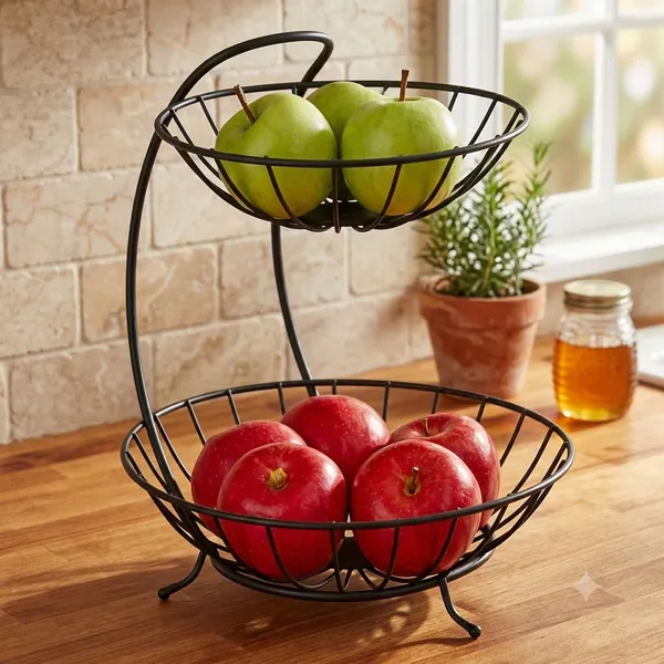 Black_Metal_Two-Tier_Fruit_Basket_For_Kitchen,_Dining_Area,_Fruit_And_Vegetable_Storage