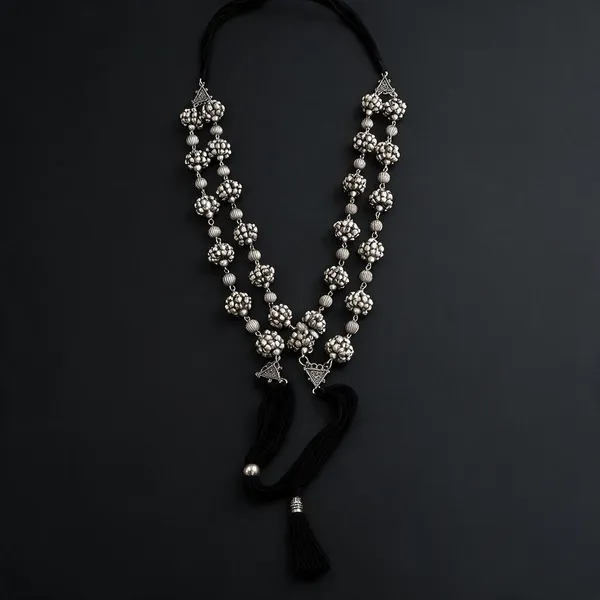 Ekarshi_Silver_Plated_Ball_Double_Layer_Necklace