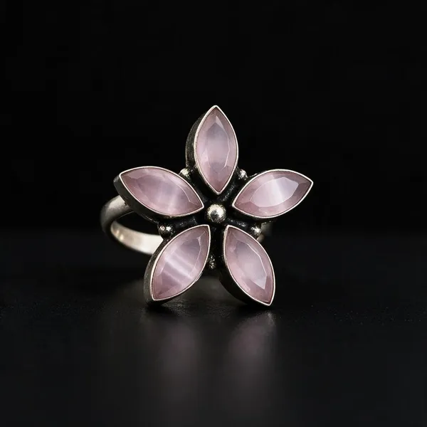 Padma_5_Leaves_Pink_Stone_Silver_Plated_Flower_Ring