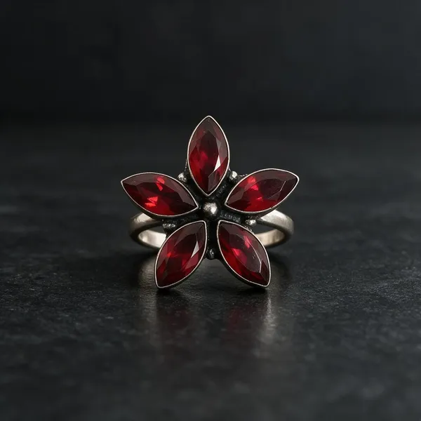 Padma_5_Leaves_Pink_Stone_Silver_Plated_Flower_Ring