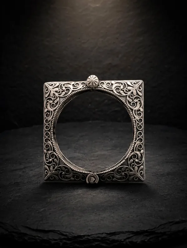 Amika_Square_925Silver_Plated_Handcarved_Openable_Kada