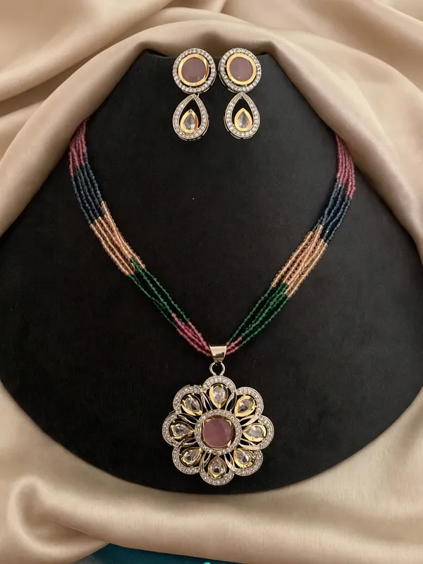 Reina_Silver_Micro_Plated_Polki_Pendant_With_Earrings_And_Multi_5_Layer_Hydro_Mala
