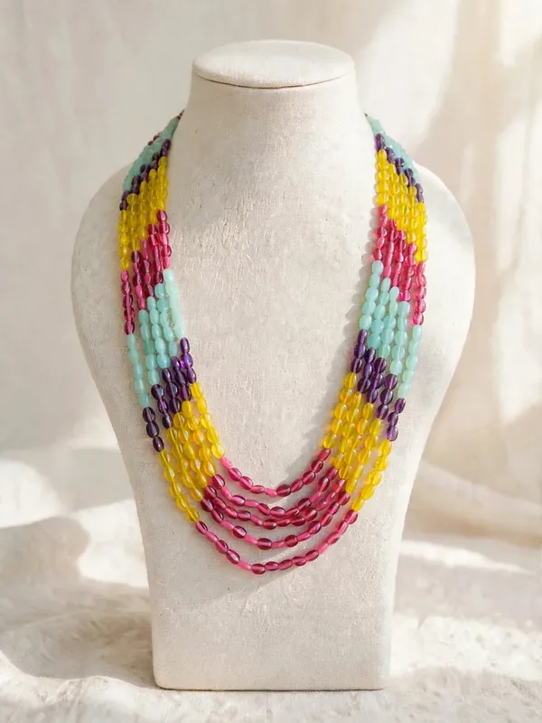 Shivduti_Multicolour_Oval_Quartz_5_Layer_Neck_Mala_Set
