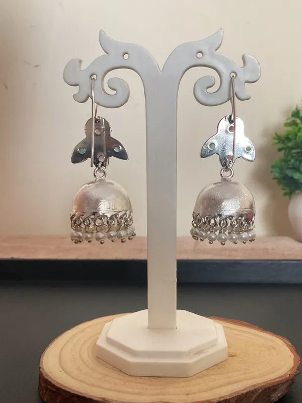 Mohati_Jaipur_Siyona_925_Silver_Plated_Mint_Pink_Stone_Pearl_Jhumka_Earrings