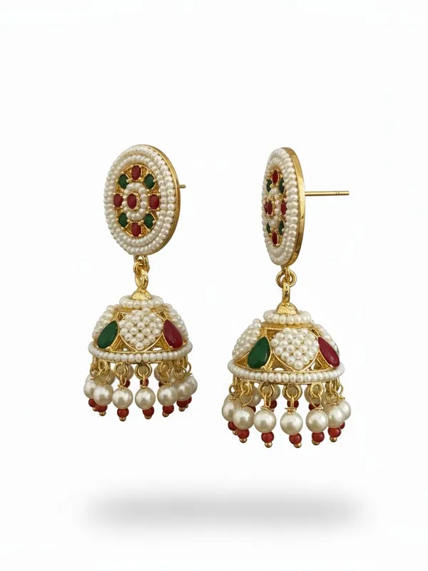 Adrika_Pearl_Jadau_Rajputi_Multicolor_Jhumkis