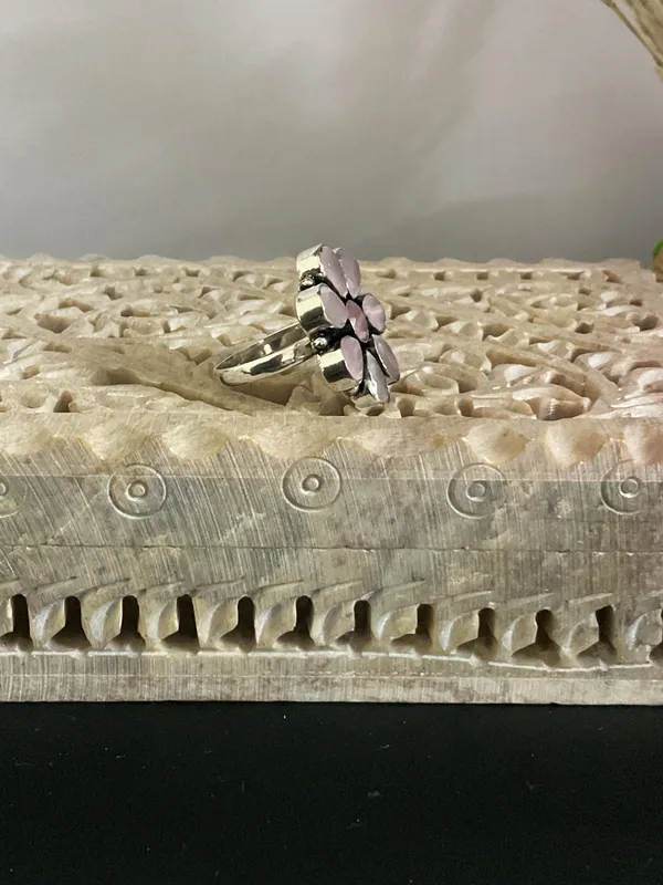 Nandini_Flower_Silver_Plated_Pink_Ring