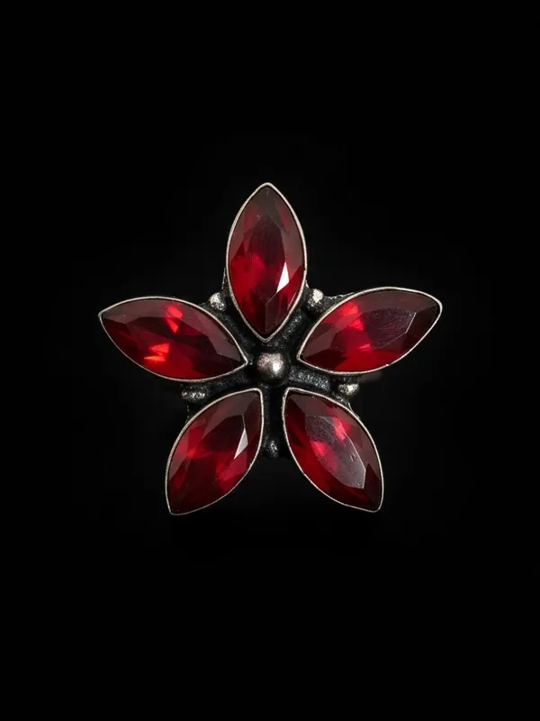 Padma_5_Leaves_Pink_Stone_Silver_Plated_Flower_Ring