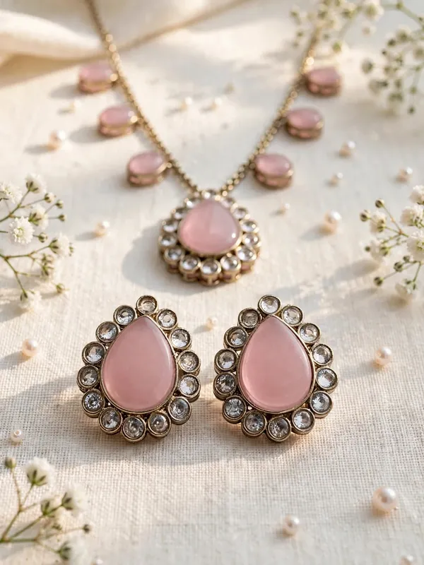 Viri_Pink_Stone_Apala_Polish_Necklace_Set