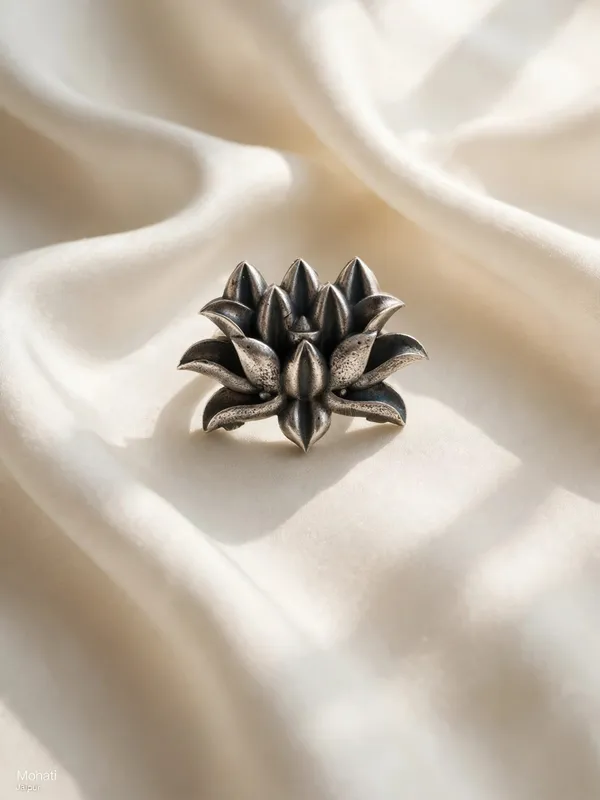 Ambuj_925_Silver_Plated_Lotus_Flower_Statement_Ring