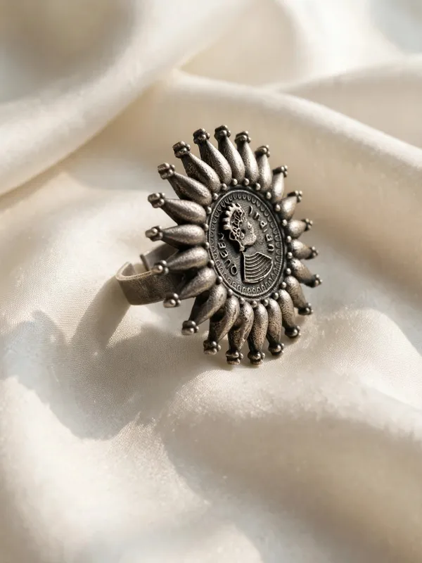 Harini_Oxidised_Silver_Sunburst_Statement_Ring
