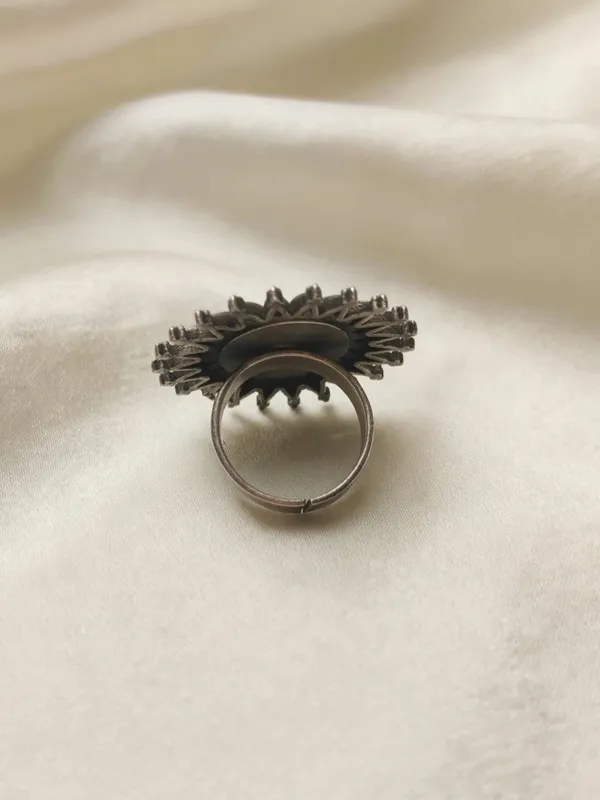 Harini_Oxidised_Silver_Sunburst_Statement_Ring