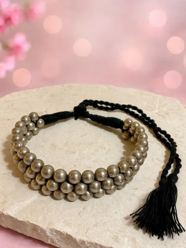 Baansuri_Silver_Plated_Ball_Choker_Necklace