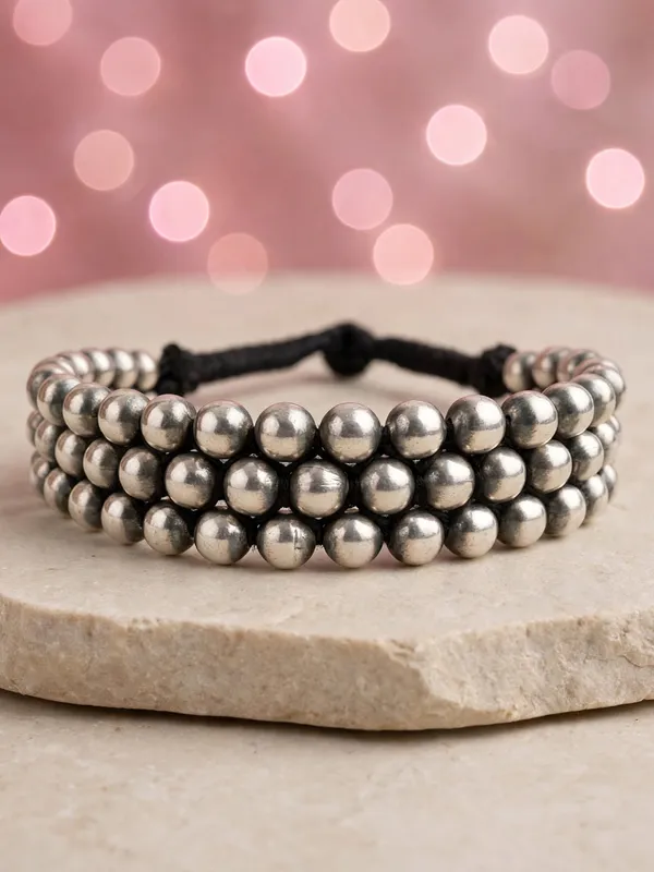 Baansuri_Silver_Plated_Ball_Choker_Necklace