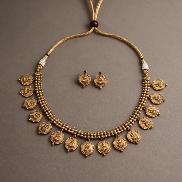 Drishti_Gold-Plated_Temple_Coin_Necklace_Set