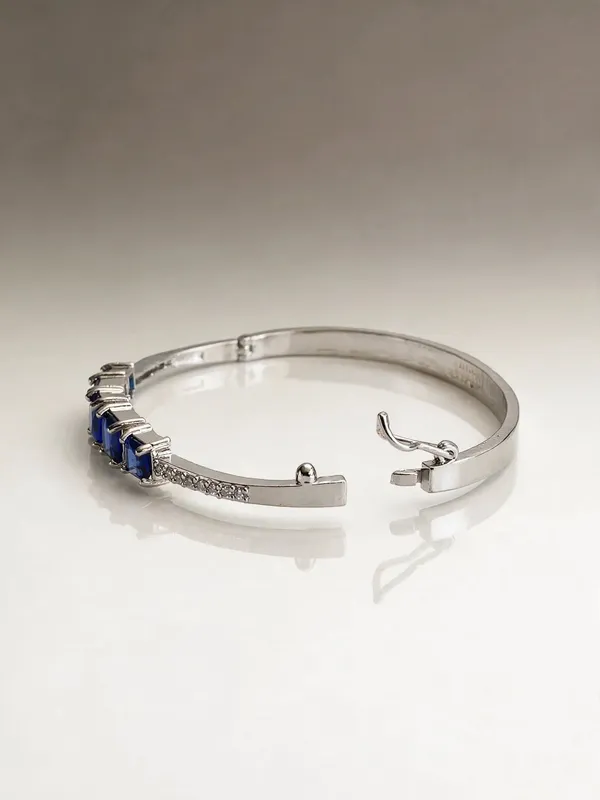 Zivara_Ad_Blue_Square_Stone_Microplated_Openable_Bracelet_Cuff