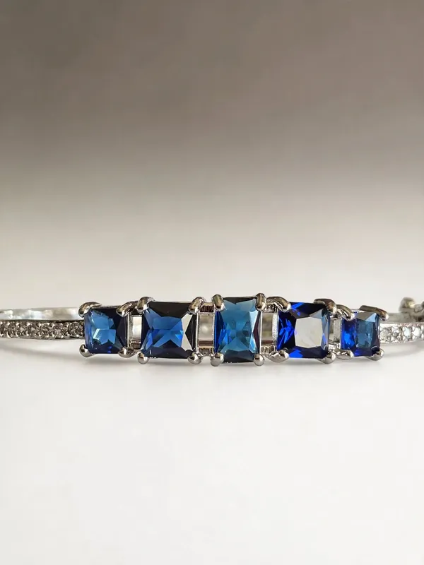 Zivara_Ad_Blue_Square_Stone_Microplated_Openable_Bracelet_Cuff