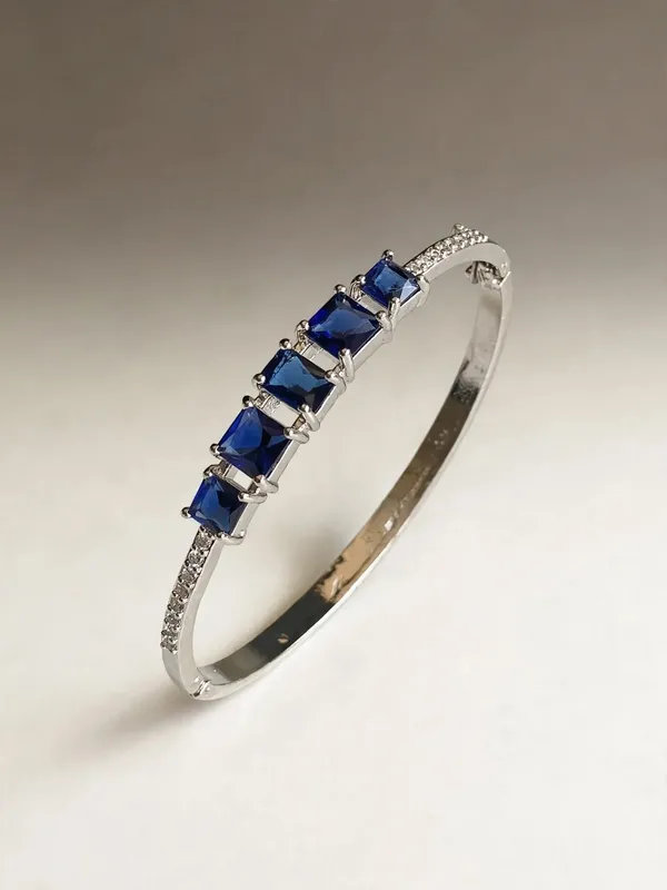 Zivara_Ad_Blue_Square_Stone_Microplated_Openable_Bracelet_Cuff