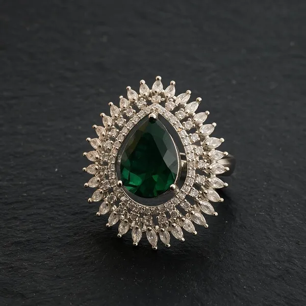 Karishma_Microplated_Green_Stone_Ad_Ring