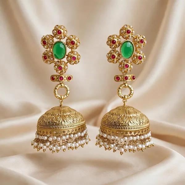 Kanthee_Green_Chittaai_Gold_Plated_Big_Jhumkas