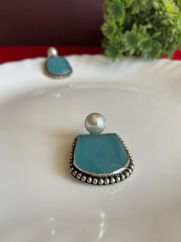 Celestia_-_Aqua_Stone_with_Pearl_Silver_Plated_Earrings