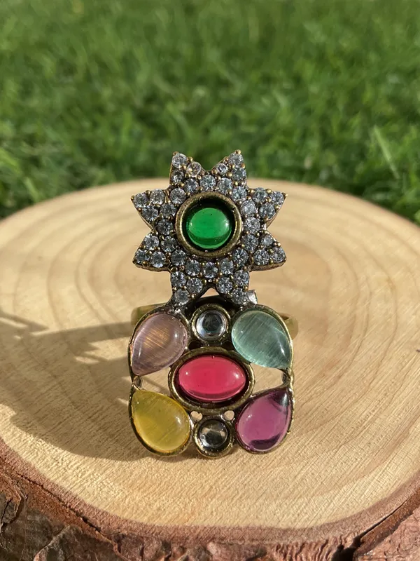 Yashaswi_Apala_Microplated_Multicolour_Navratna_Star_Finger_Ring