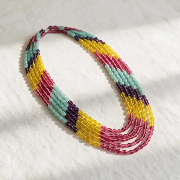 Shivduti_Multicolour_Oval_Quartz_5_Layer_Neck_Mala_Set