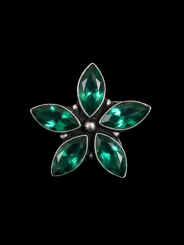 Padma_5_Leaves_Pink_Stone_Silver_Plated_Flower_Ring