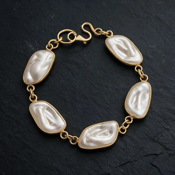 Indie_Gold_Plated_Baroque_Pearl_Chain_Bracelet