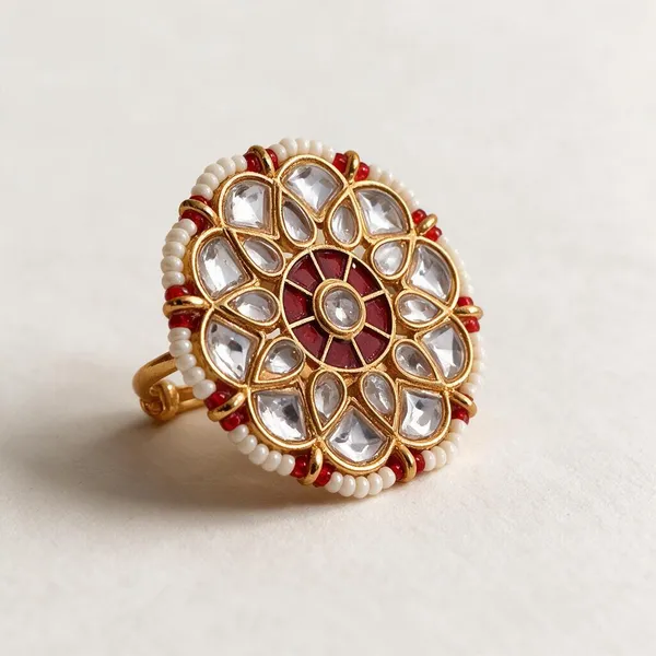 Rajeshwari_Red_Gold_Kundan_Finger_Ring