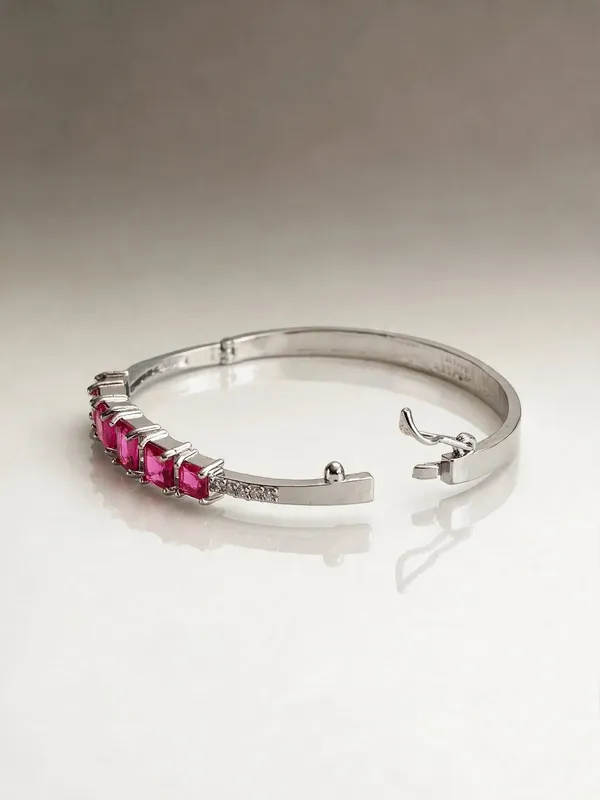 Zivara_Ad_Red_Square_Stone_Microplated_Openable_Bracelet_Cuff