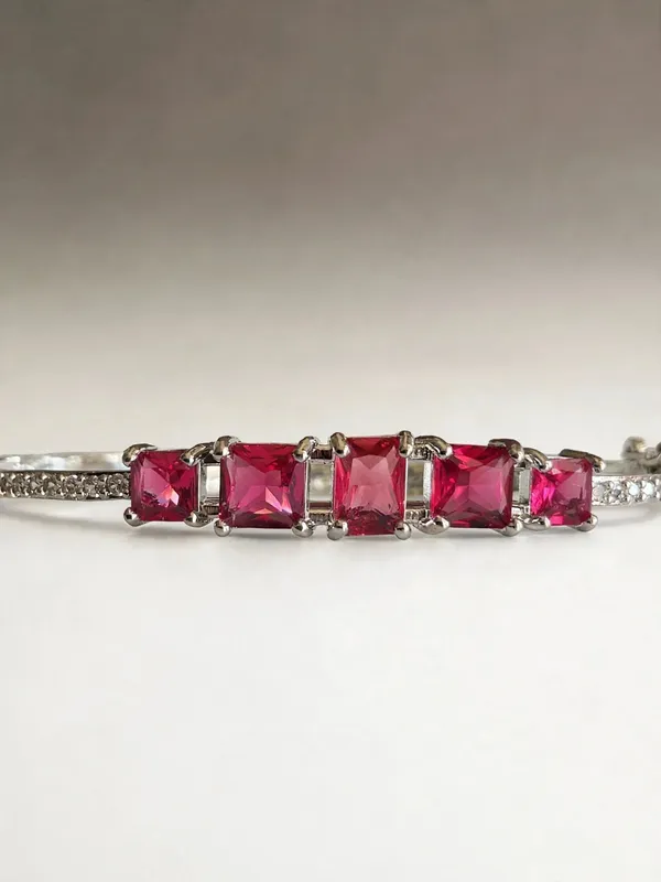 Zivara_Ad_Red_Square_Stone_Microplated_Openable_Bracelet_Cuff