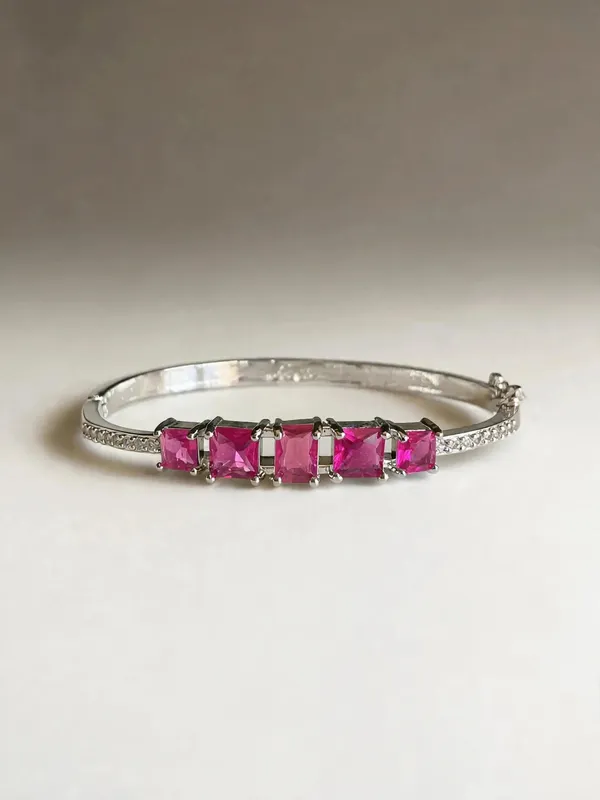 Zivara_Ad_Red_Square_Stone_Microplated_Openable_Bracelet_Cuff