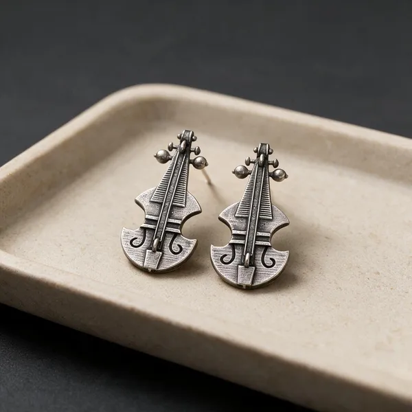 Monisha_Violin_Silver_Plated_Stud_Earring