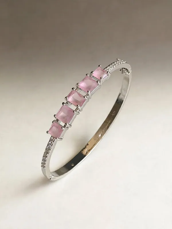 Zivara_Ad_Pink_Square_Stone_Microplated_Openable_Bracelet_Cuff