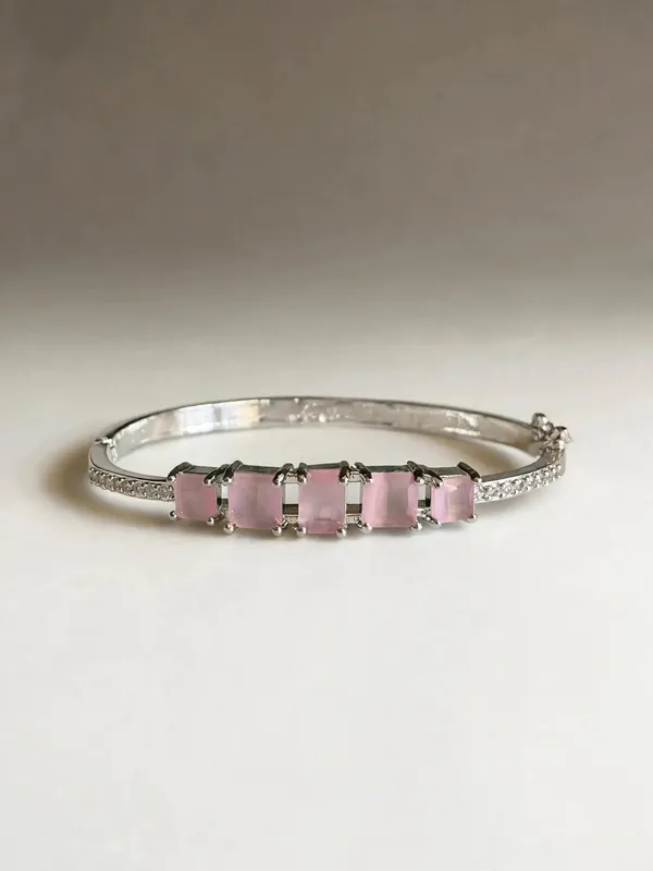 Zivara_Ad_Pink_Square_Stone_Microplated_Openable_Bracelet_Cuff